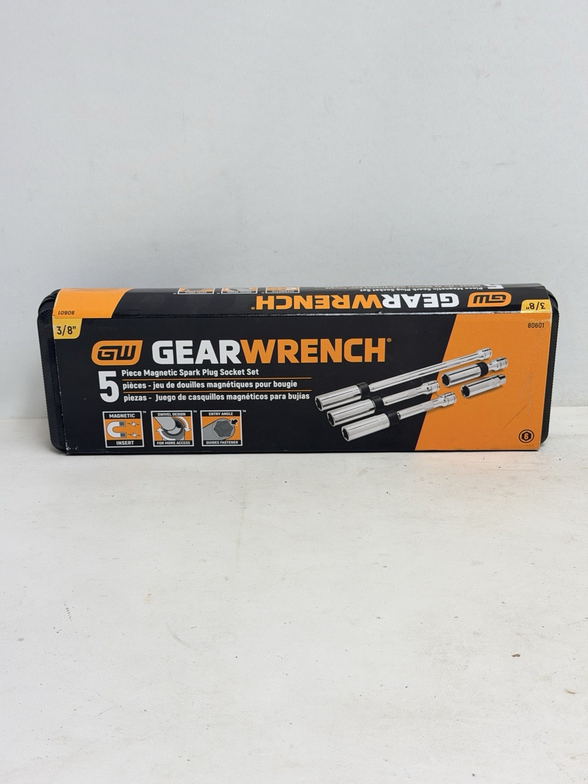 GEARWRENCH 5 Pc 3/8″ Drive 6 Pt. Magnetic Swivel Spark Plug Socket Set (80601)