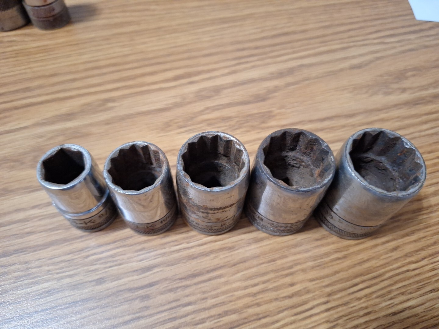 Vintage S-K Wayne Tools 1/2″ Drive 12 Point Sockets & 6 Point Socket