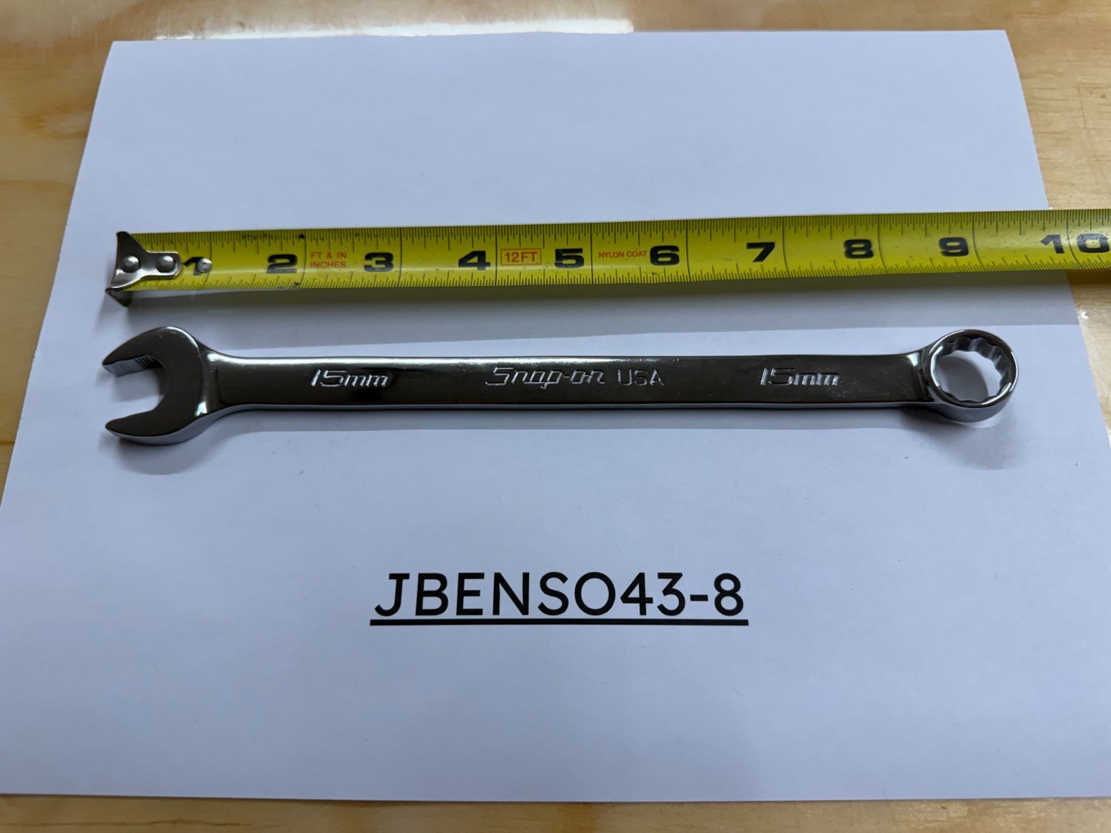 Snap-on Tools USA NEW 15mm Metric Chrome Flank Drive Plus Combo Wrench SOEXM15