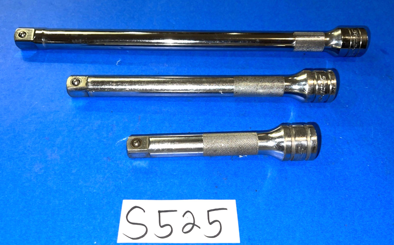 SNAP-ON TOOLS 3 PIECE 1/2 DRIVE KNURLED EXTENSIONS 5, 8, 11 INCH