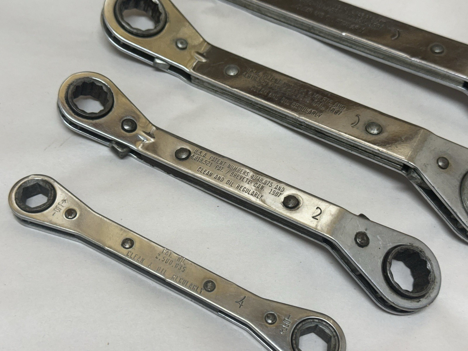 USA MAC Tools 4 pc SAE Ratcheting Double Box End Ratchet Wrench Set RW ROW