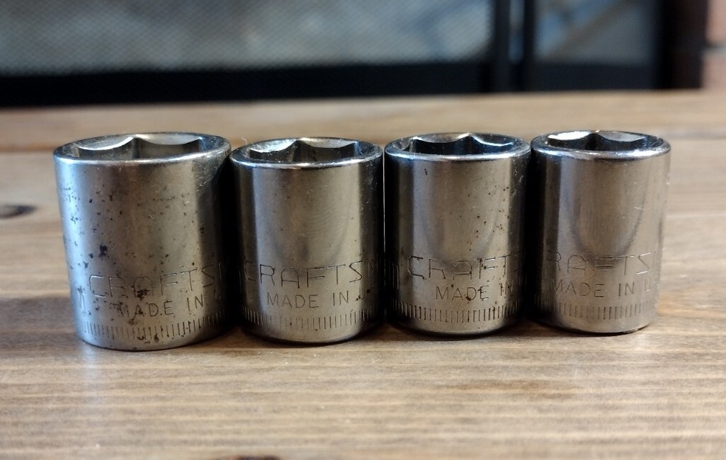 4-pc Craftsman -G- Metric 6 Point Shallow Socket 3/8″ Drive 13, 14, 15, 17mm