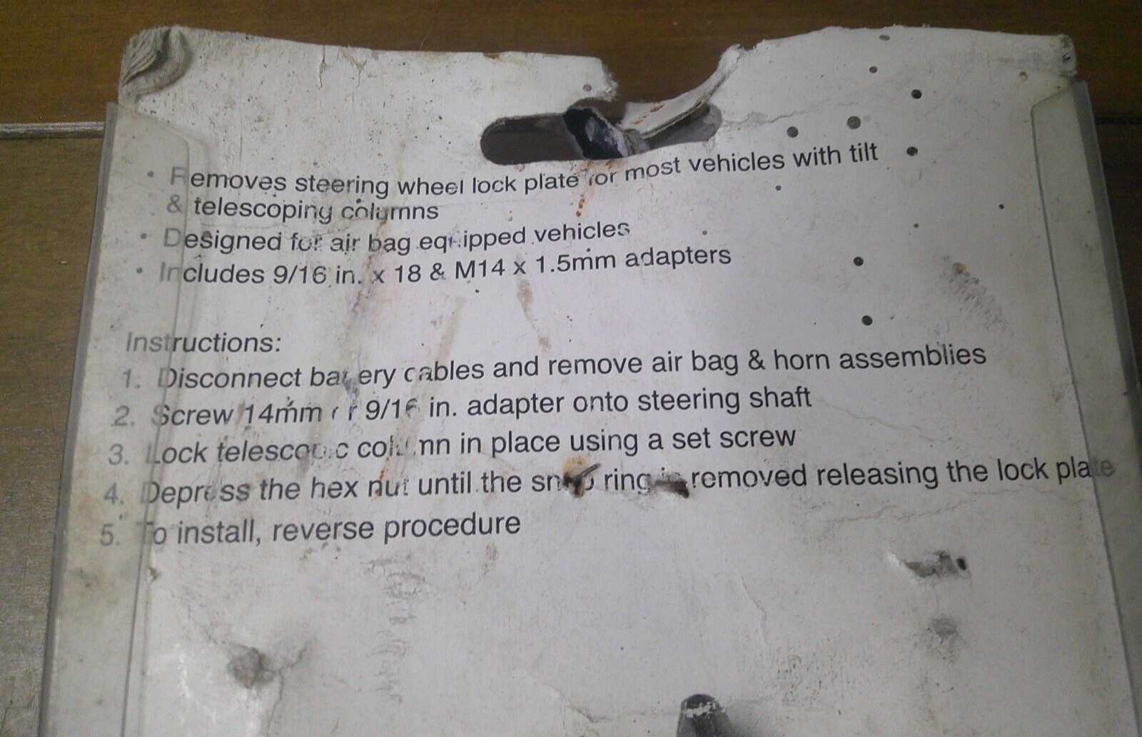 New! Steering Wheel Lock Plate Remover Tool! ~Performance Tool Company! #W86551