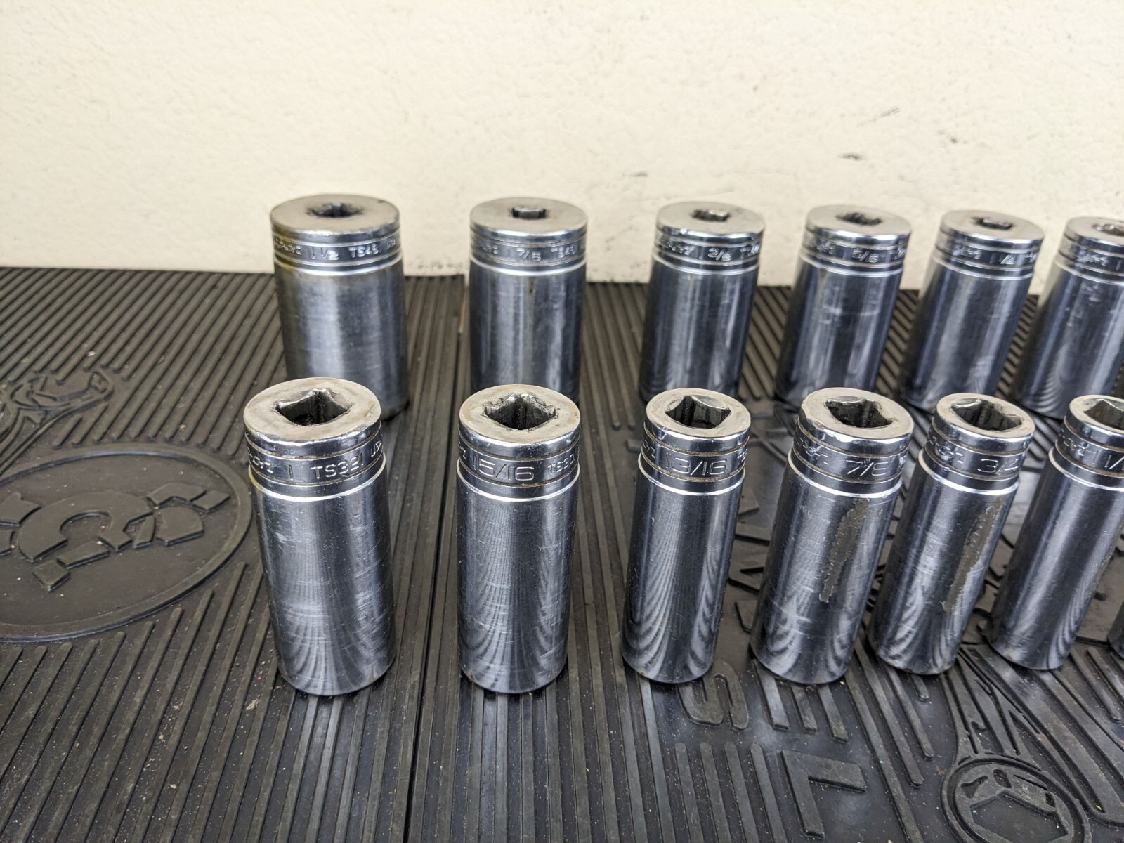 #bg790 Snap On 19 Piece 1/2″ Drive SAE Deep Socket Set 3/8-1-1/2″ USA