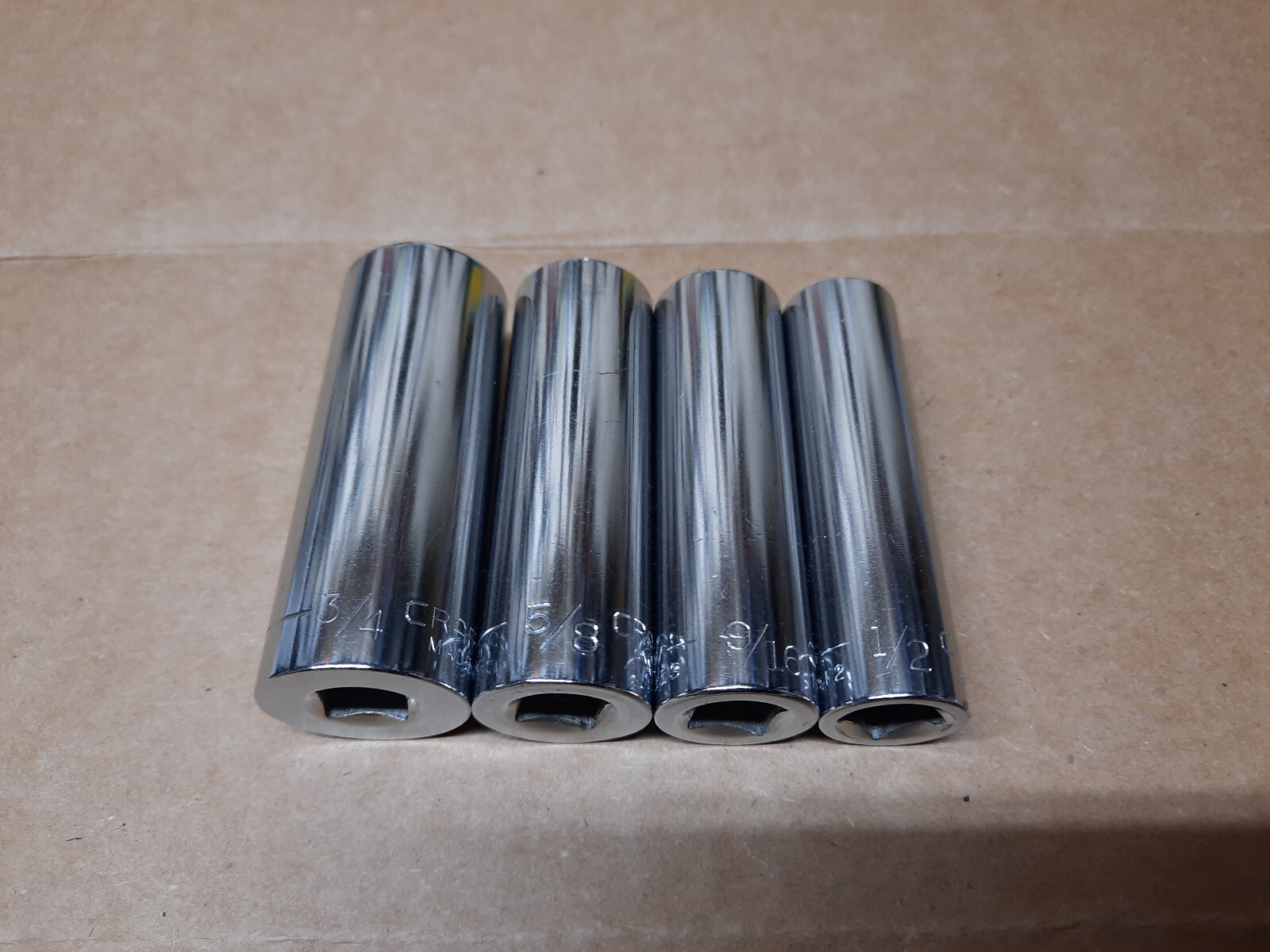 Lot 4 Craftsman 3/8″ Dr 12pt DEEP Sockets 43317v, 43314vv ,43313vv , 43312v NICE
