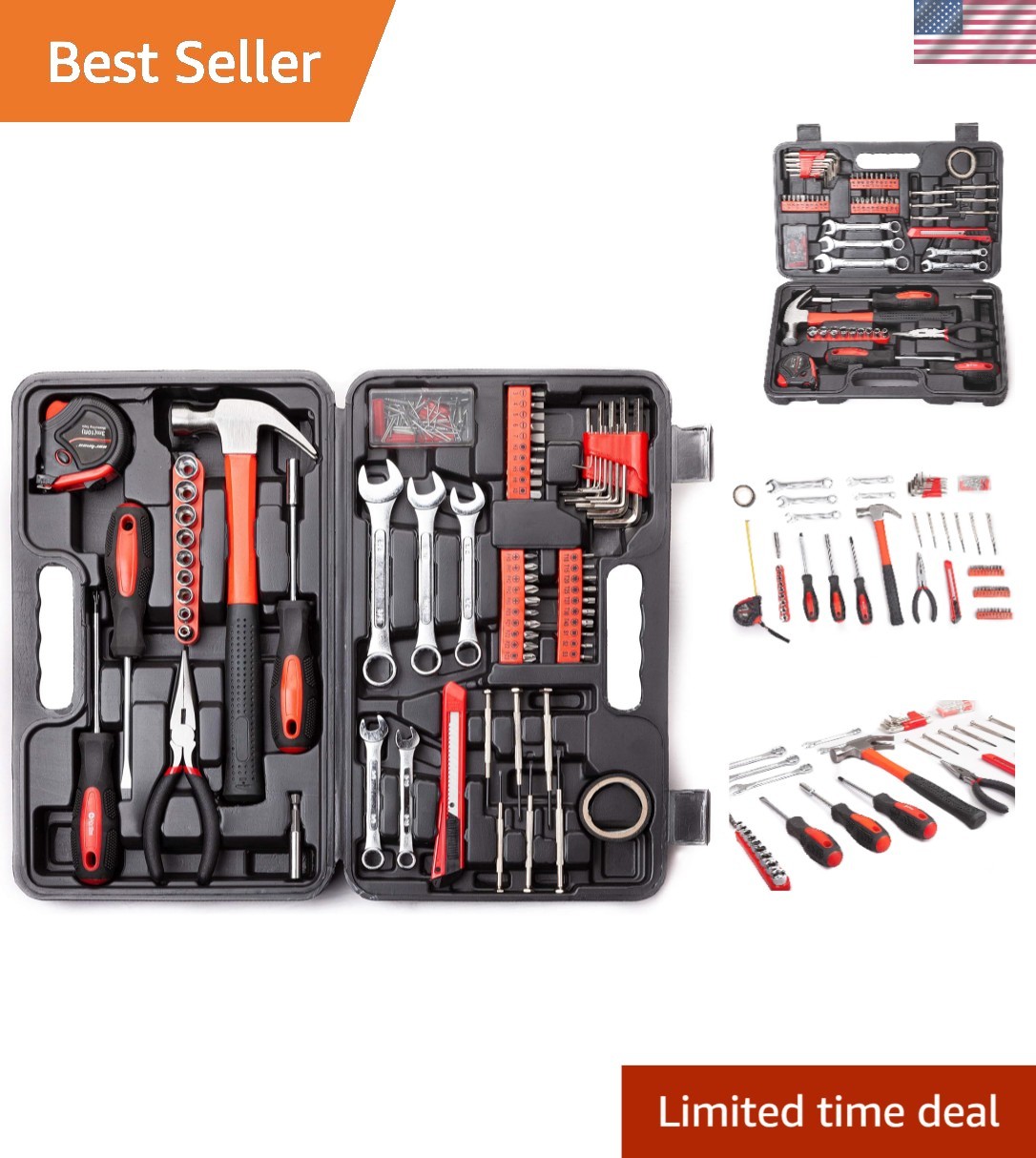Comprehensive 148 Piece Tool Kit in Durable Case for Auto & Home Repairs