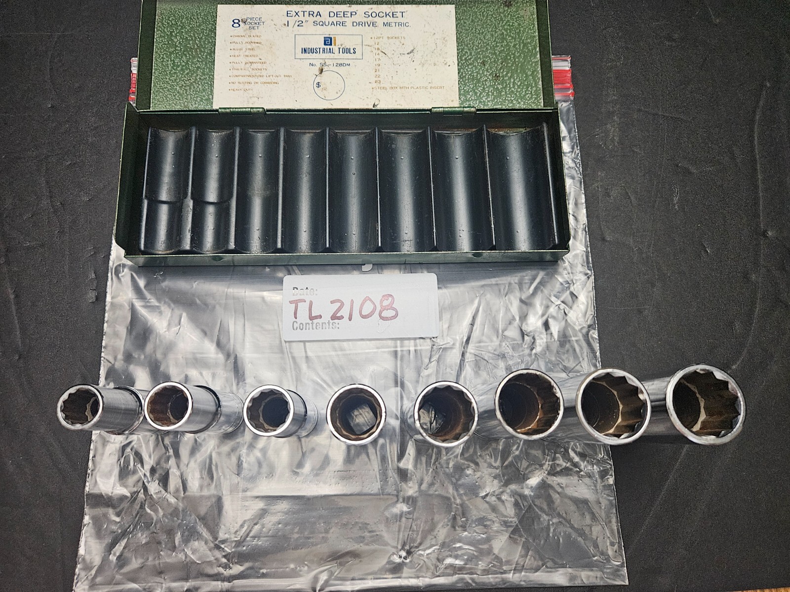 INDUSTRIAL TOOLS #SS-128DM 8PC 12PT 1/2″ DRIVE EXTRA DEEP SOCKET METRIC (TL2108)