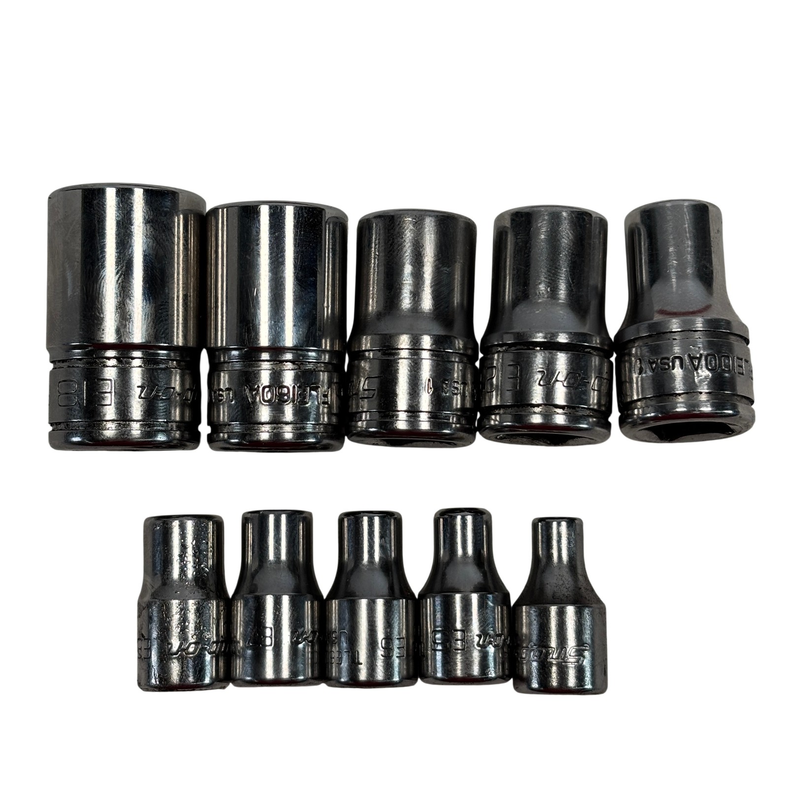 Snap-on 10-Piece Combination 3/8″ / 1/4″ Drive Shallow Socket Set FLE180A