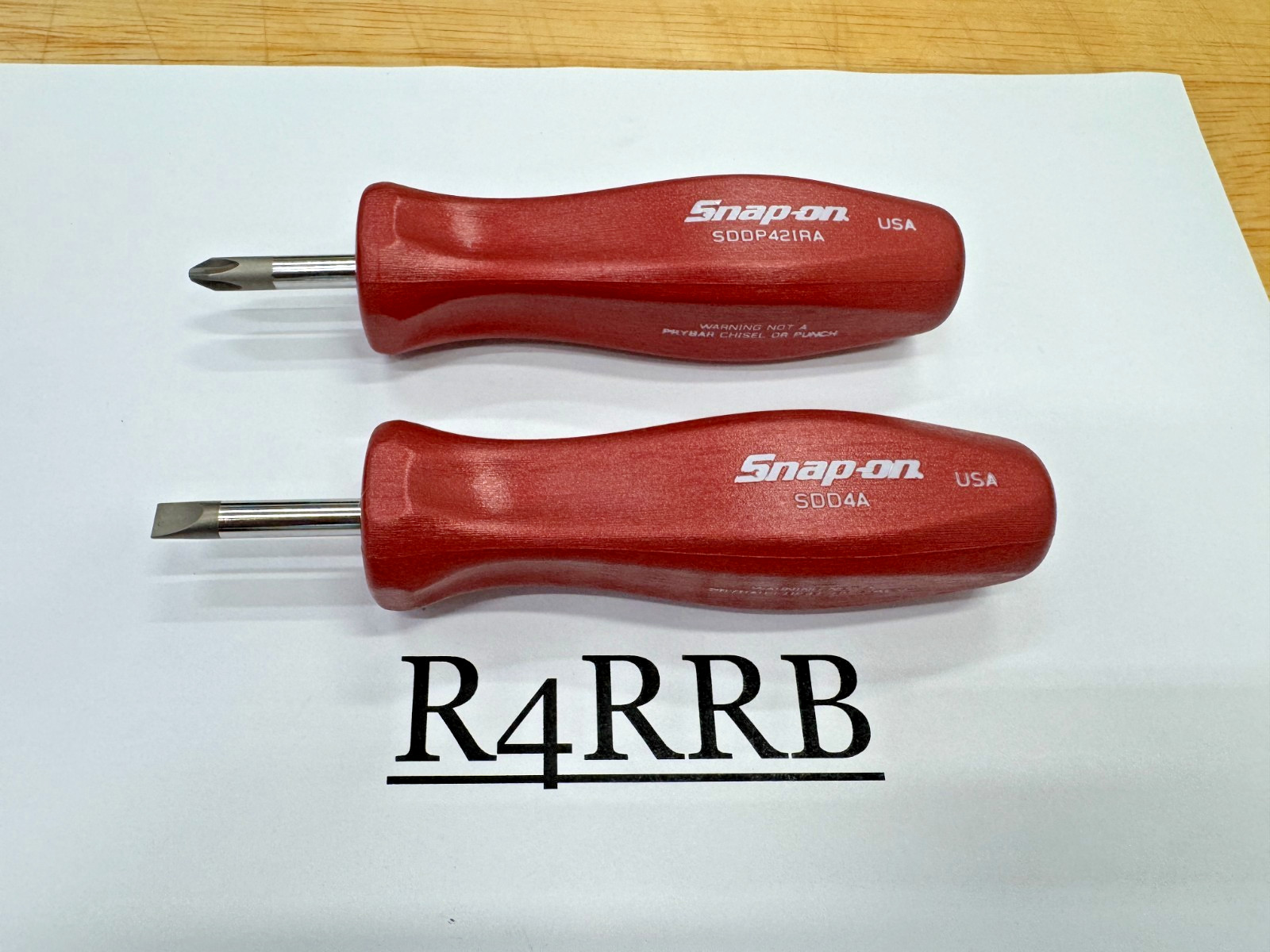 Snap-on Tools RARE PEARL RED 2pc Hard Standard Handle Stubby Screwdriver Set 100