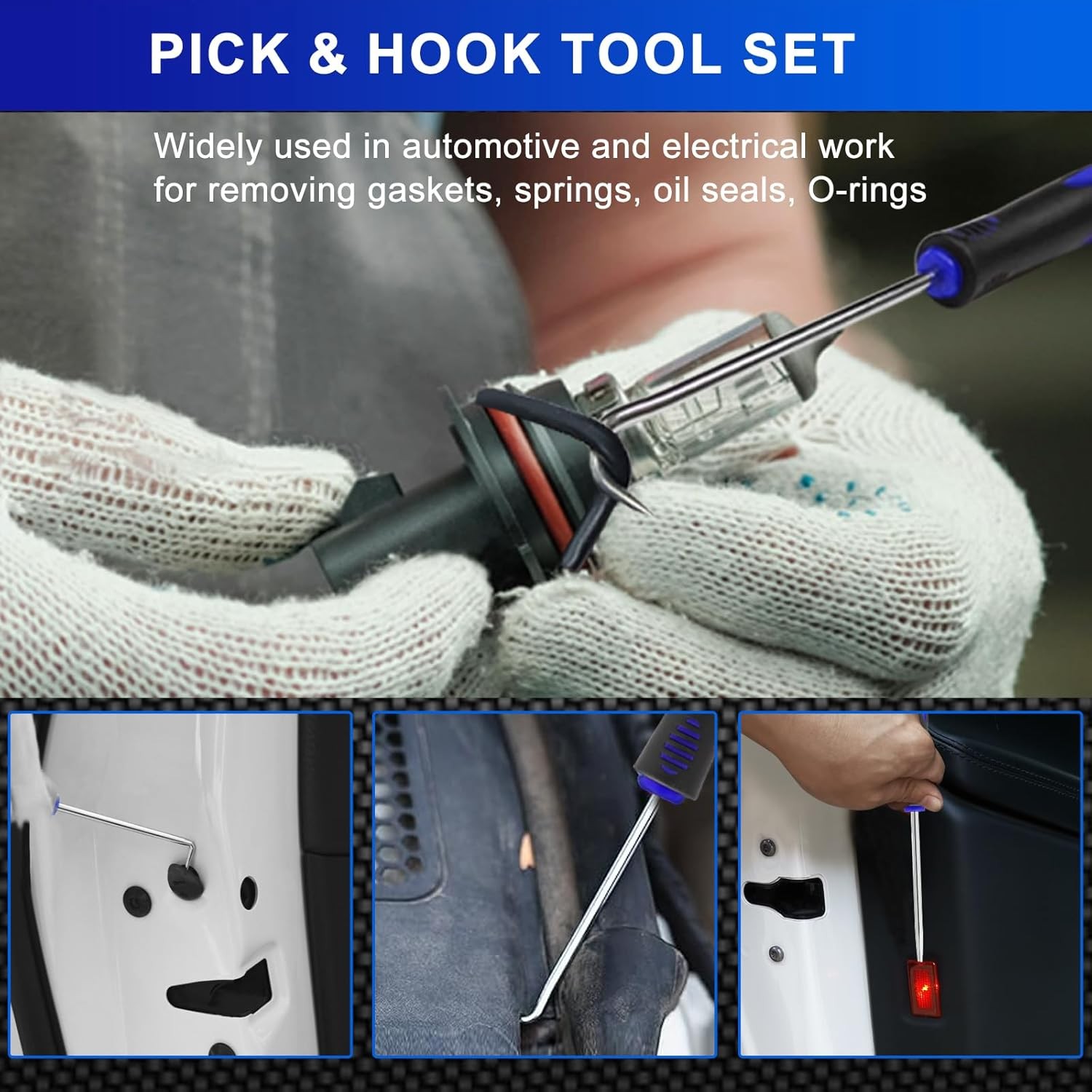 13 Pcs Precision Hook and Pick Tool Set with Clip Removal Plier Rivets Puller