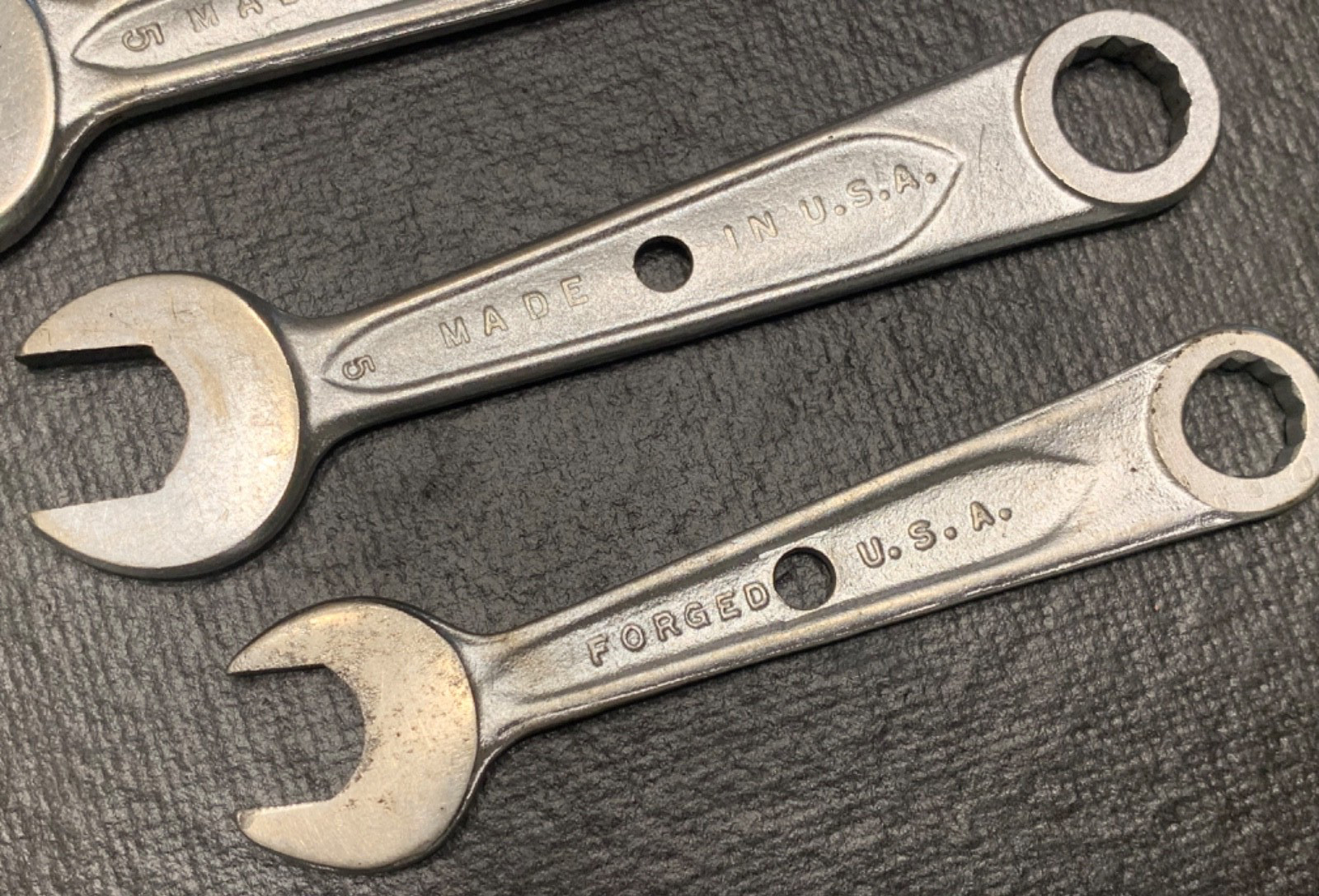 Lot 5 Vintage Indestro «Select Steel» SAE Open-Box End Wrenches Made in USA