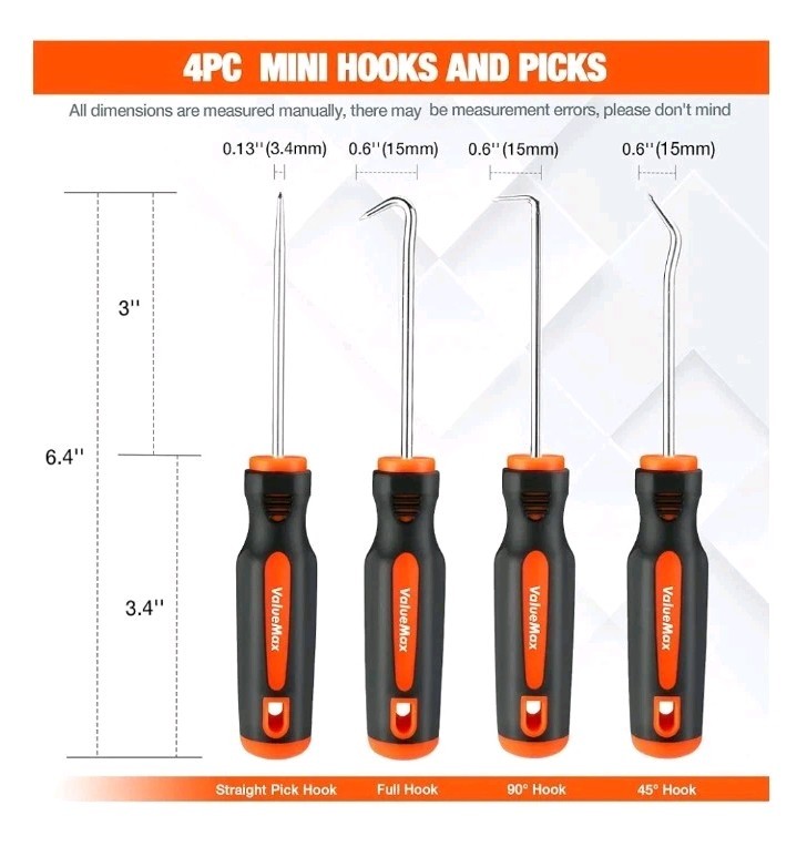 ValueMax 10-Piece Precision Hook and Pick Set with Scraper, Magnetic Telescoping