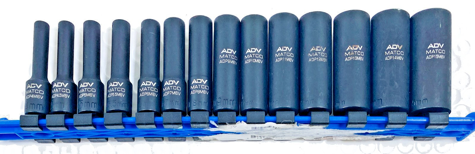 SADPM146V Matco 14 Piece Metric Impact Socket Set 1/4 Drive Deep Long W/ Tray