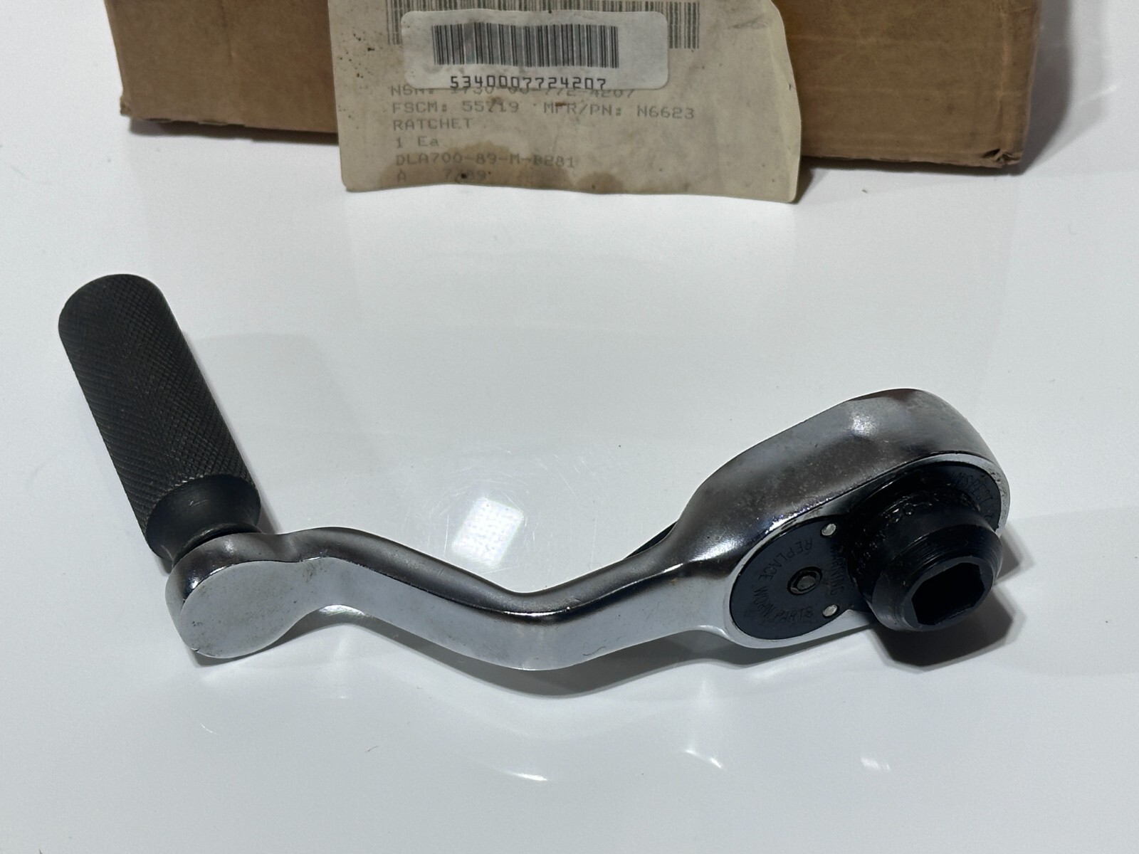 NOS Snap-On USA N6623 1/2 Drive Ratchet Offset Knurled Twist Spinner Handle RARE