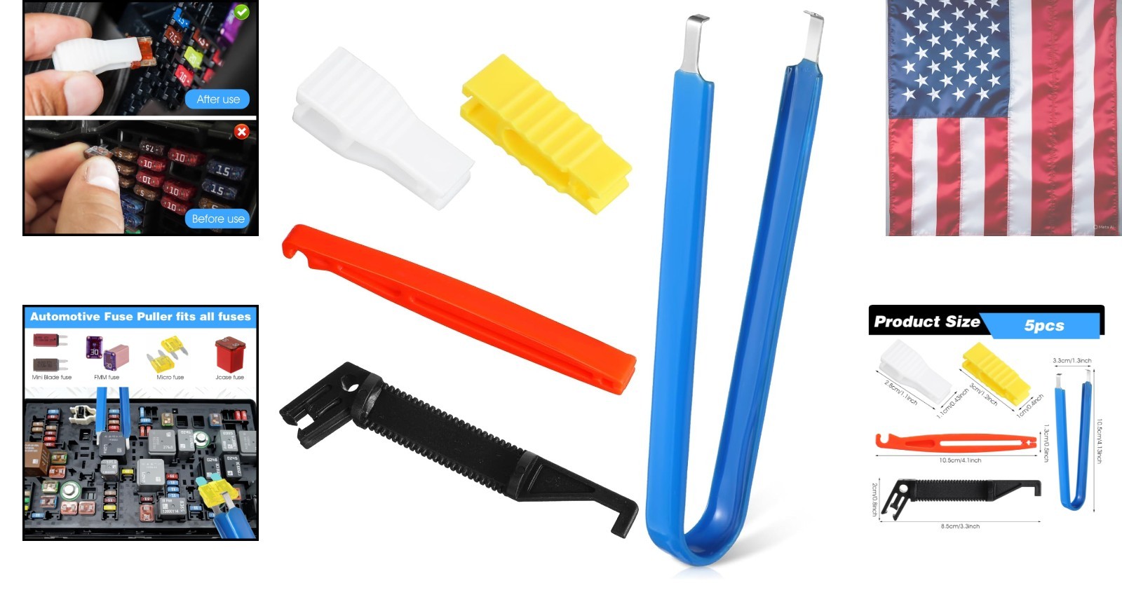5 Pcs Fuse Puller, 5 Sizes Automotive Fuse Puller Tool, Plastic Fuses Removal…