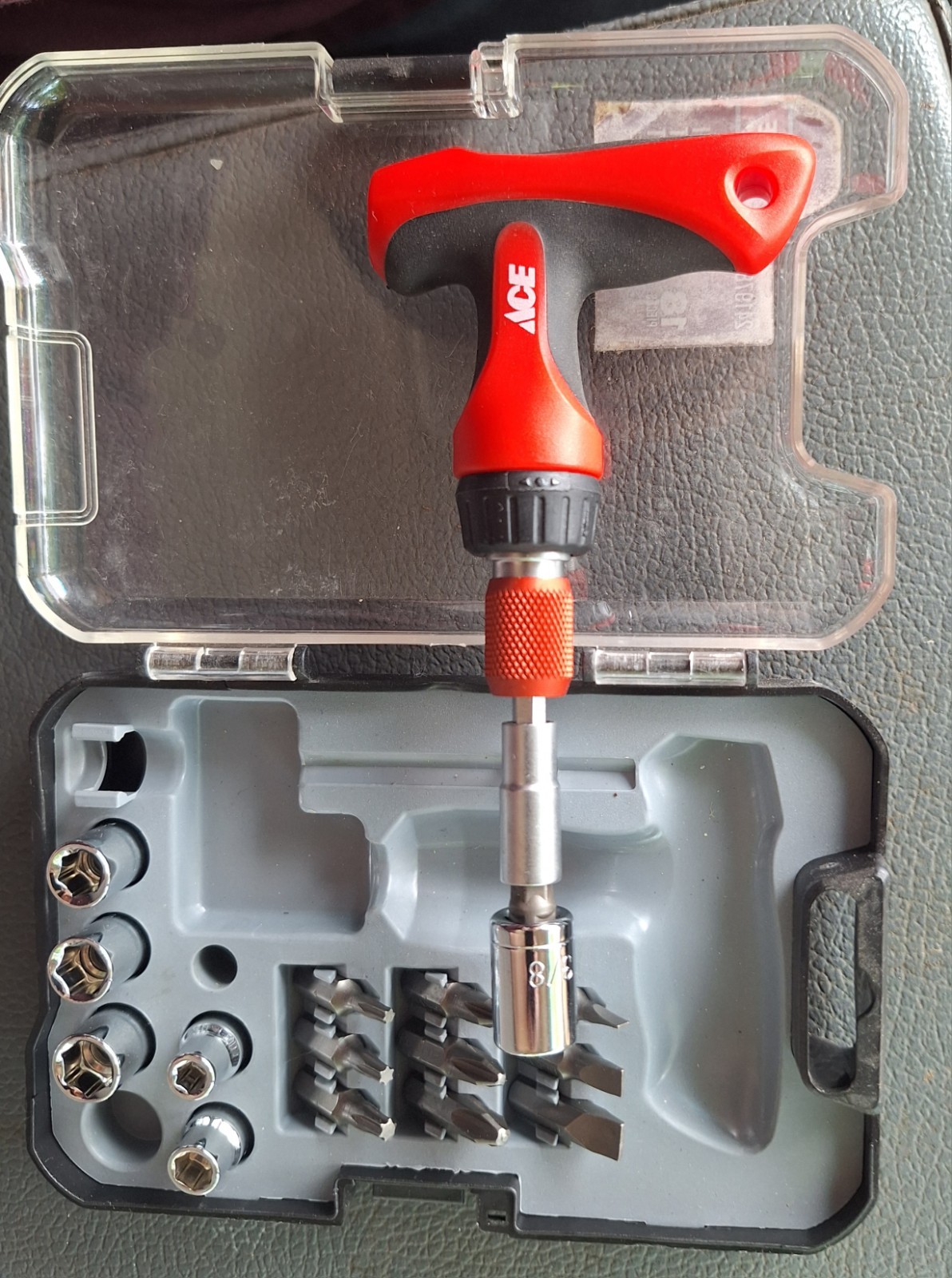 Ace Ratcheting Tee Handle Screwdriver Bit And Socket Driver Set