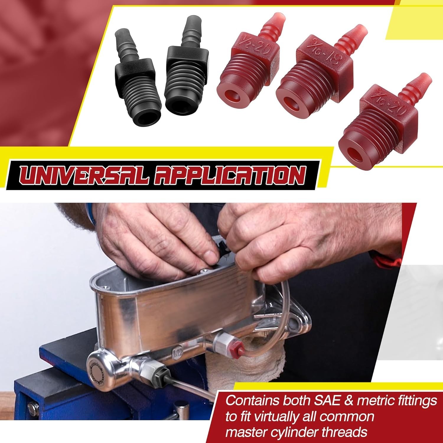 Brake Master Cylinder Bleeder Kit with Clear Hoses Fittings 29 pcs