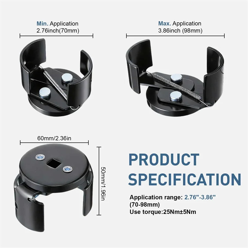 Adjustable Two Jaw Oil Filter Wrench Tool for Easy Oil Change Remove Install