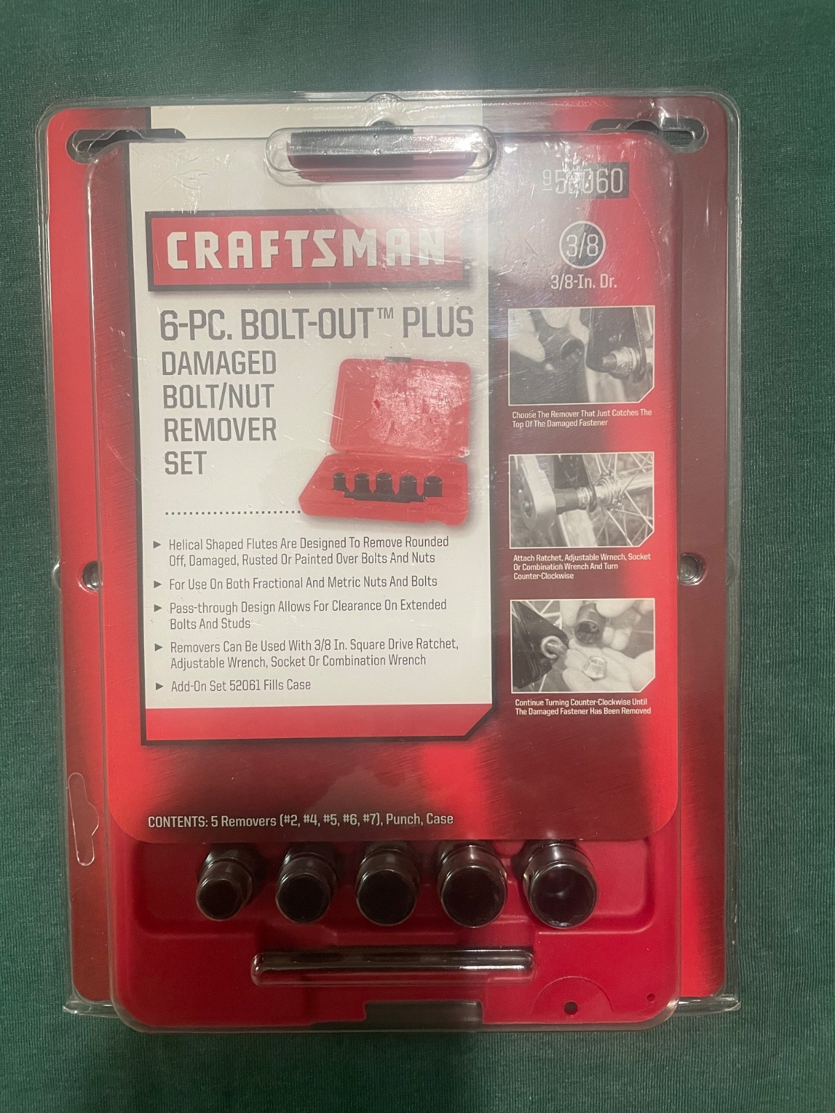 New craftsman 6PC Bolt-out Easy Out Damaged Bolt Nut Remover Set With Case