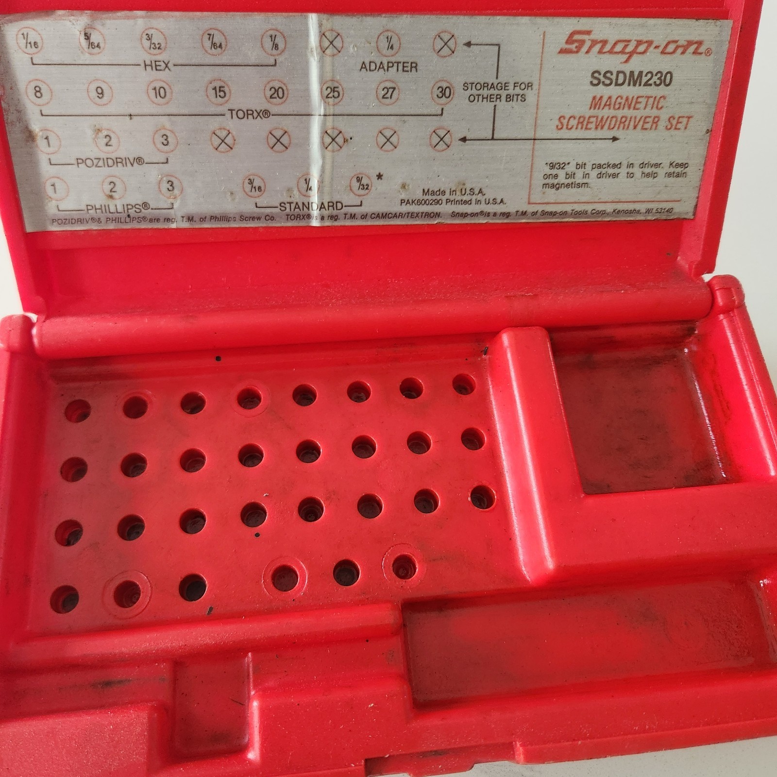 SNAP-ON MAGNETIC SCREWDRIVER CASE ONLY, PB32, SSDM230