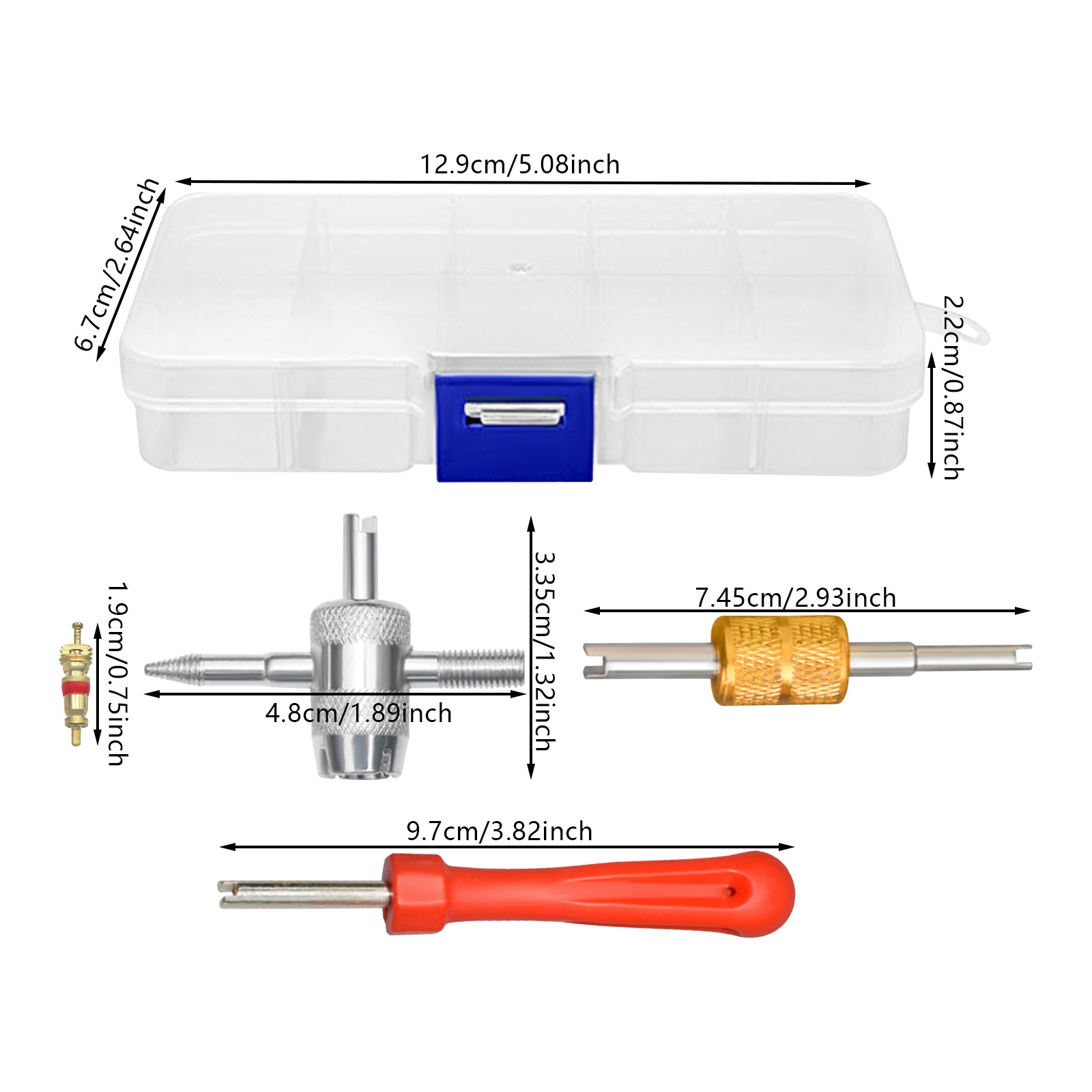 33-Piece Valve Core Removal Tool Kit Tire Valve Stem Valve Core Repair Tool
