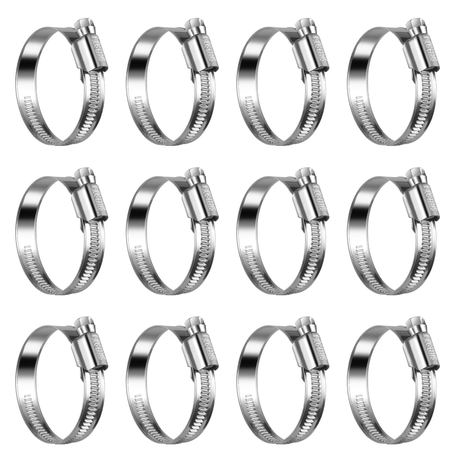 Non-Slip Stainless Steel Worm Gear Hose Clamps SAE#24(1-1/4 To 2), Metallic