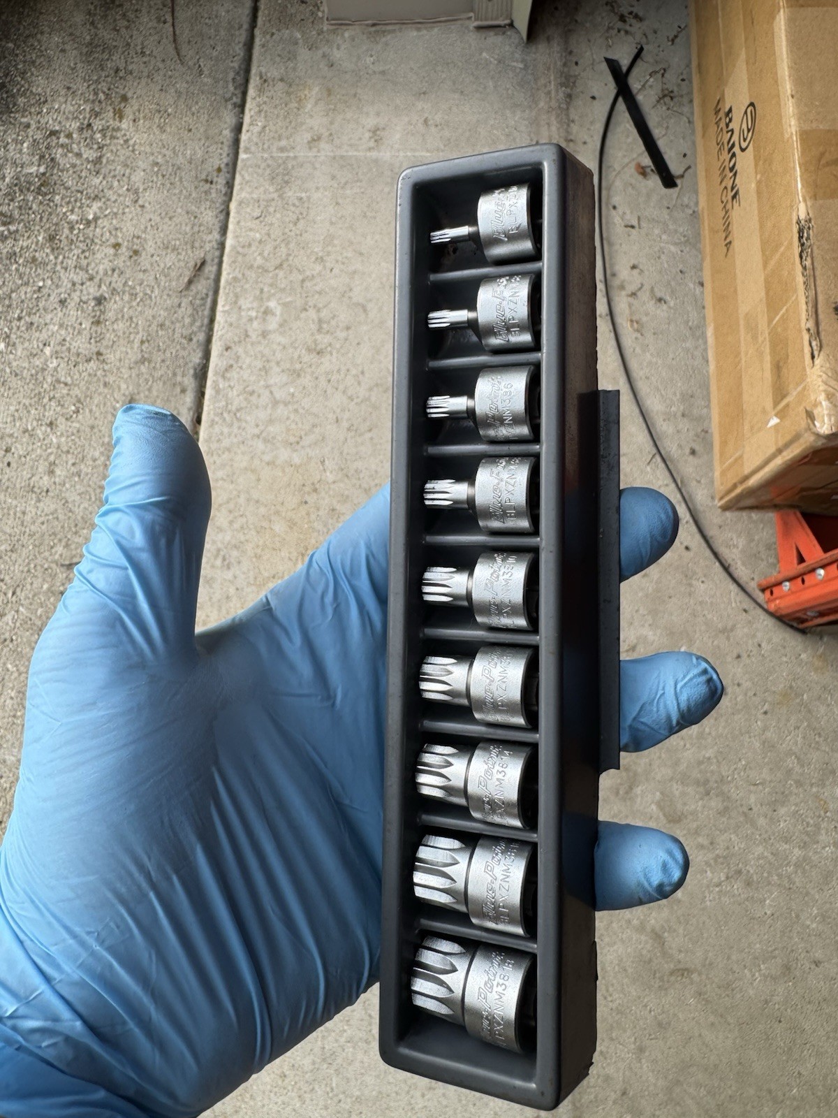 Blue Point BLPXZNM389 9pc 3/8″ Drive Triple Square Bit Stubby Socket Driver Set