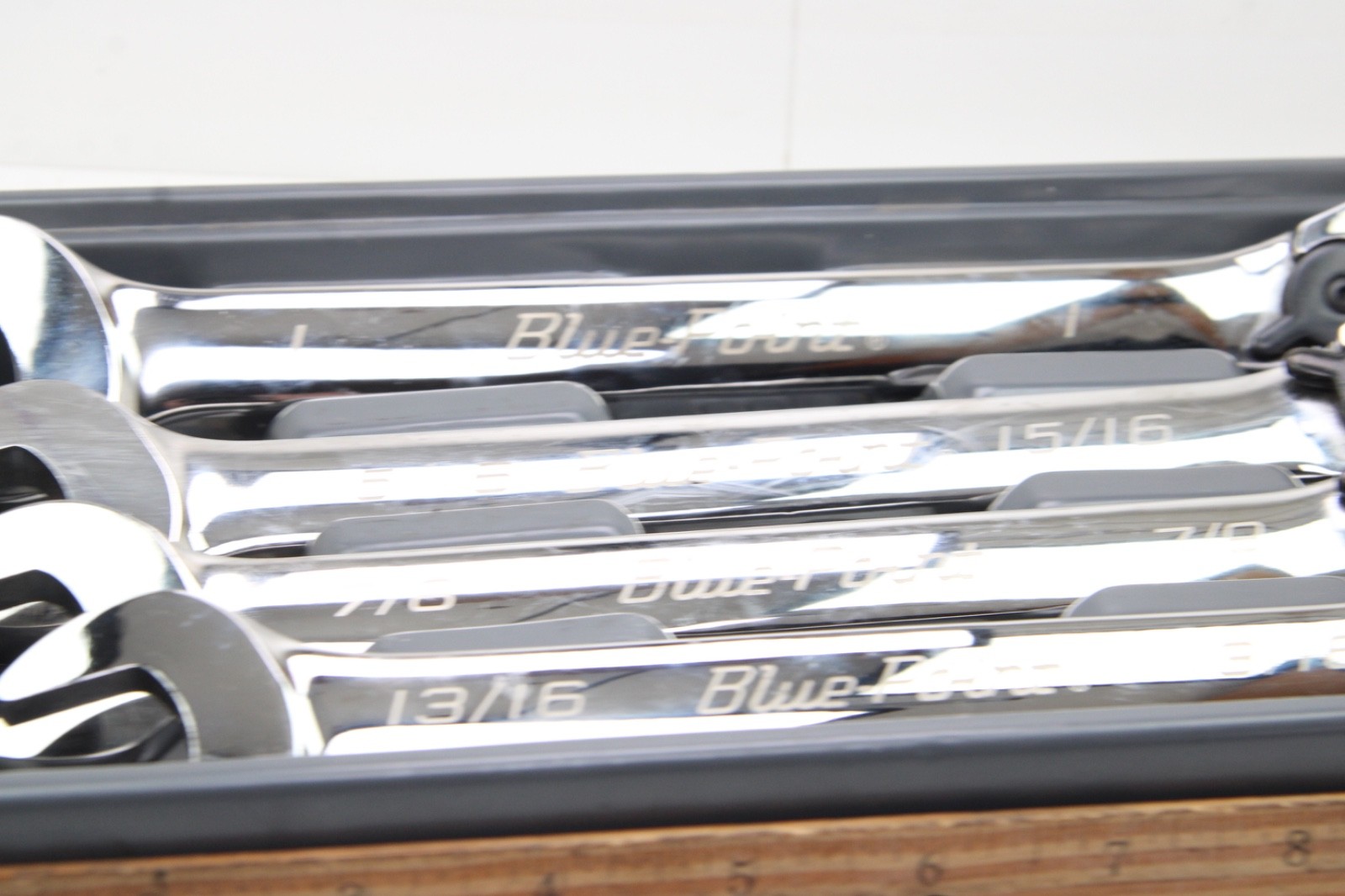 Blue Point 13/16″ – 1″ SAE Chrome 4 Piece 12 Point Ratcheting Wrench Set USA