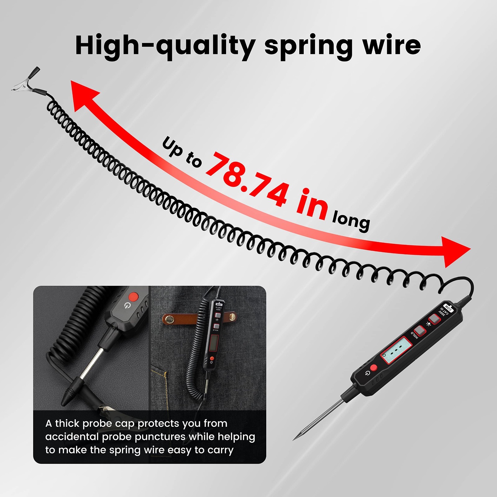 Smart Circuit Tester 0.8V-100V DC Voltage Meter, Digital Test Light, Backlight,