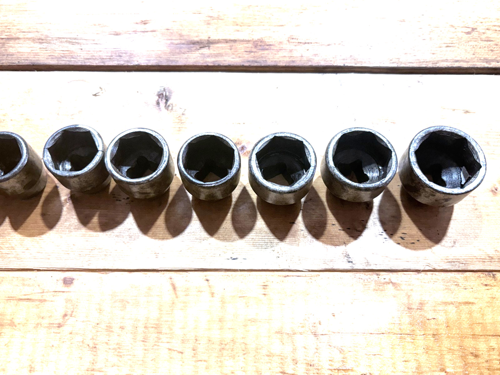 Antique Ray Brand Heavy Duty 1/2″ Drive Shallow Sockets – 12 Misc SAE Size