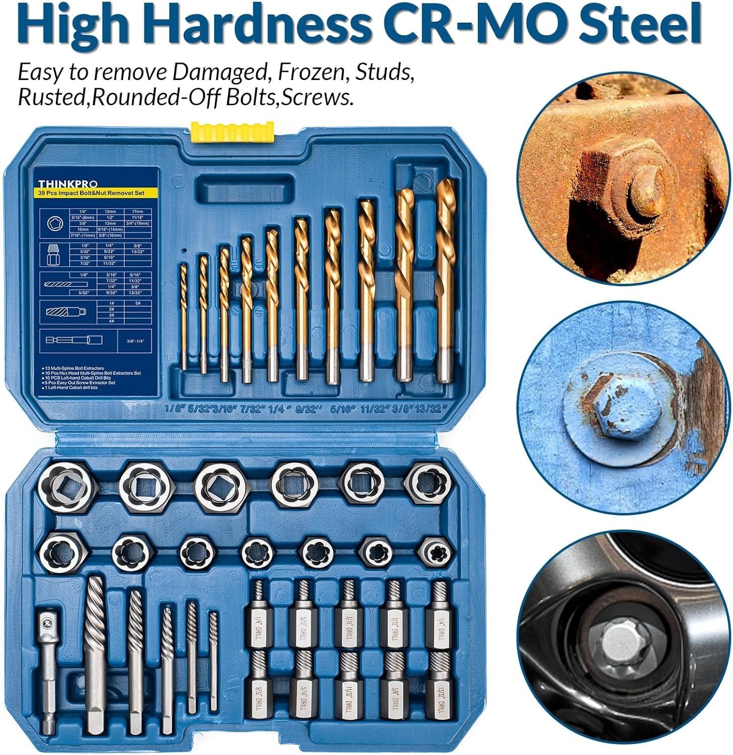 39-Pc Bolt Extractor Set & Drill Bit Kit – Stubborn Lug Nut Removal Made Easy
