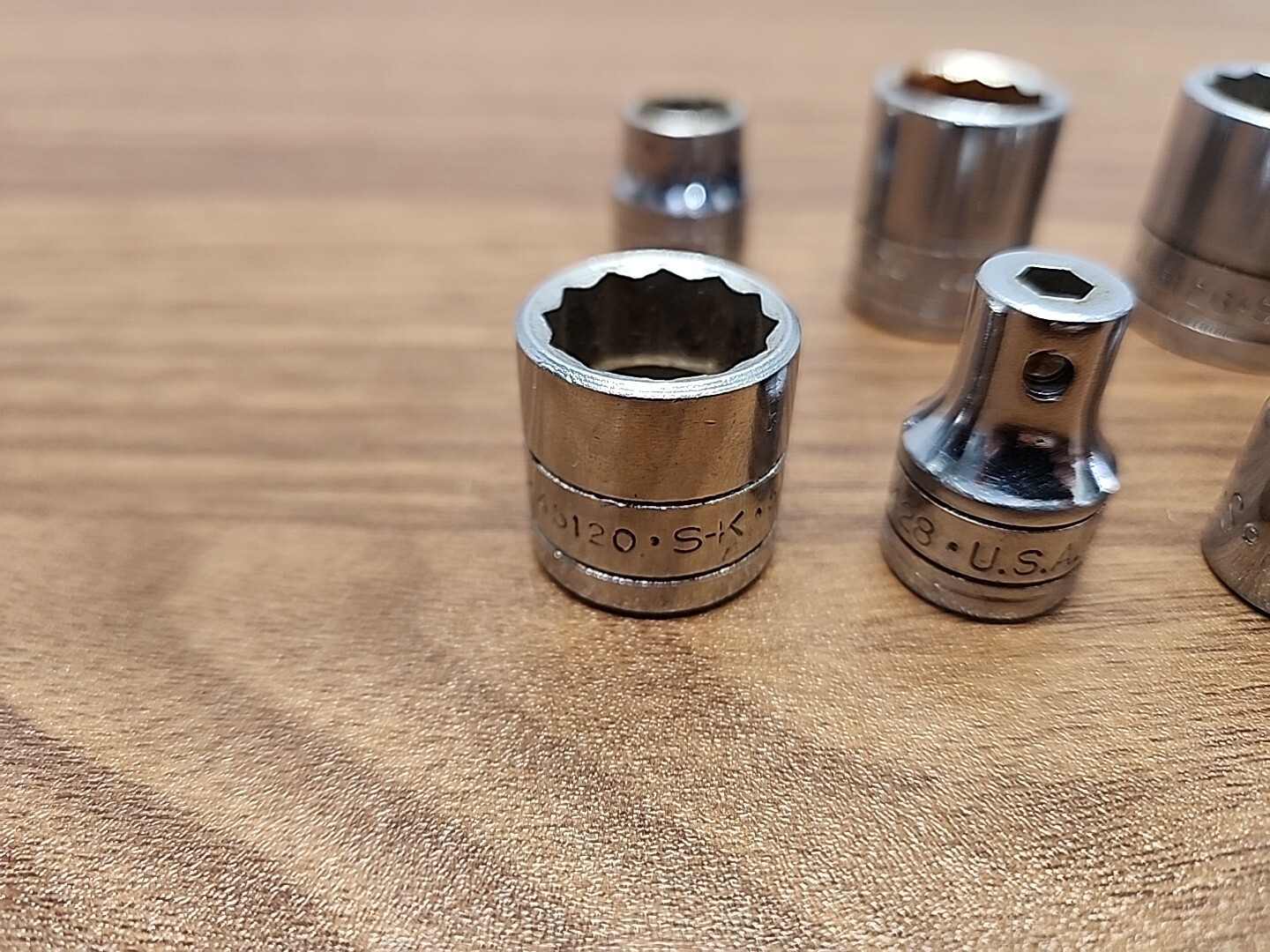 (9) S-K Wayne 3/8″ Drive 12 Point & Specialty SAE Metric Sockets Lot ~ Made USA