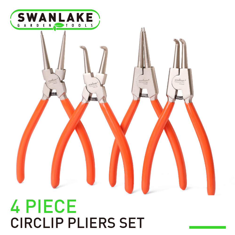 4pcs Heavy Duty 7″ Circlip Plier Snap Ring Plier External Internal Kit w/ Pouch