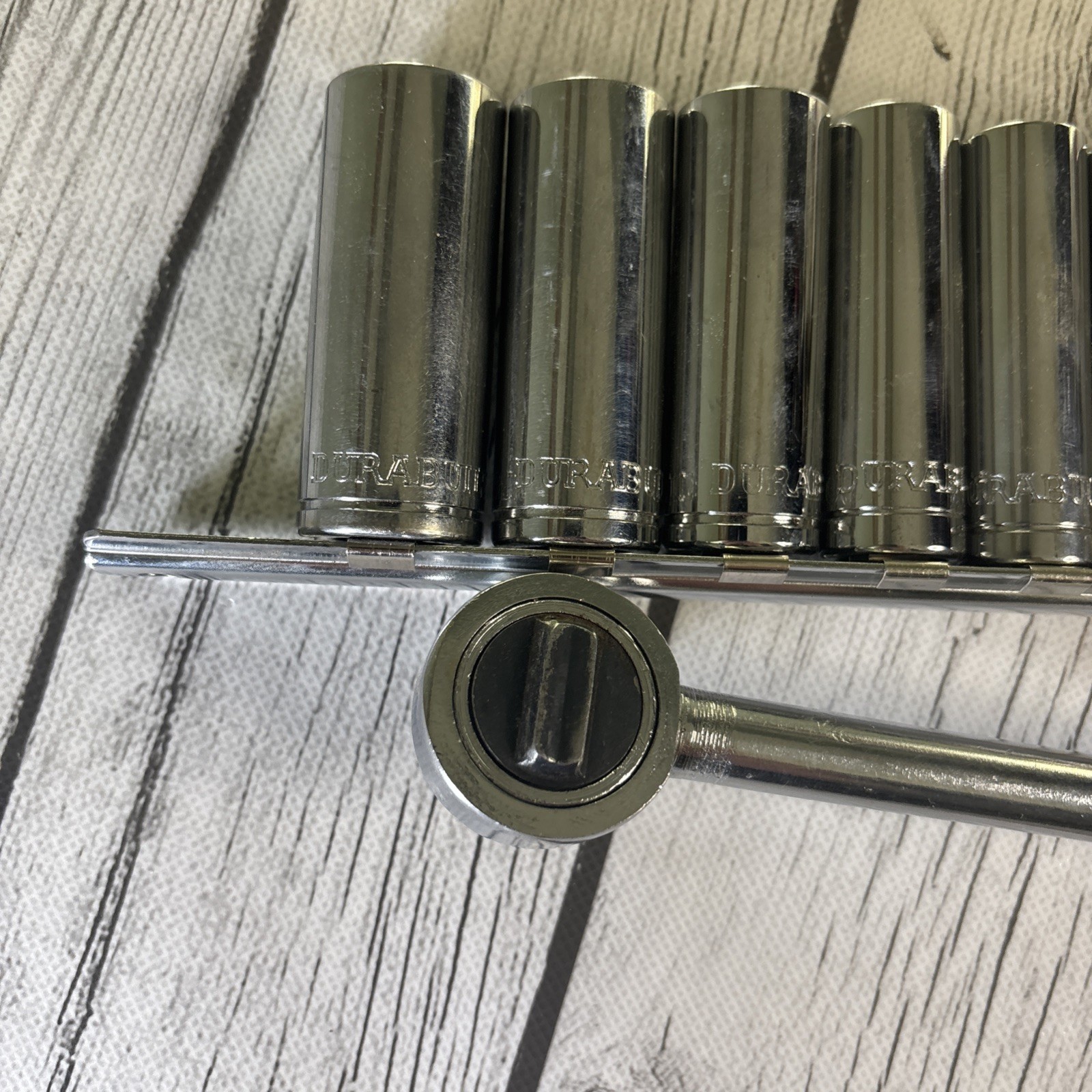 Durabuilt Chrome 3/8 Drive Ratchet, 6 Point Deep Sockets Metric 9mm- 19mm Set.
