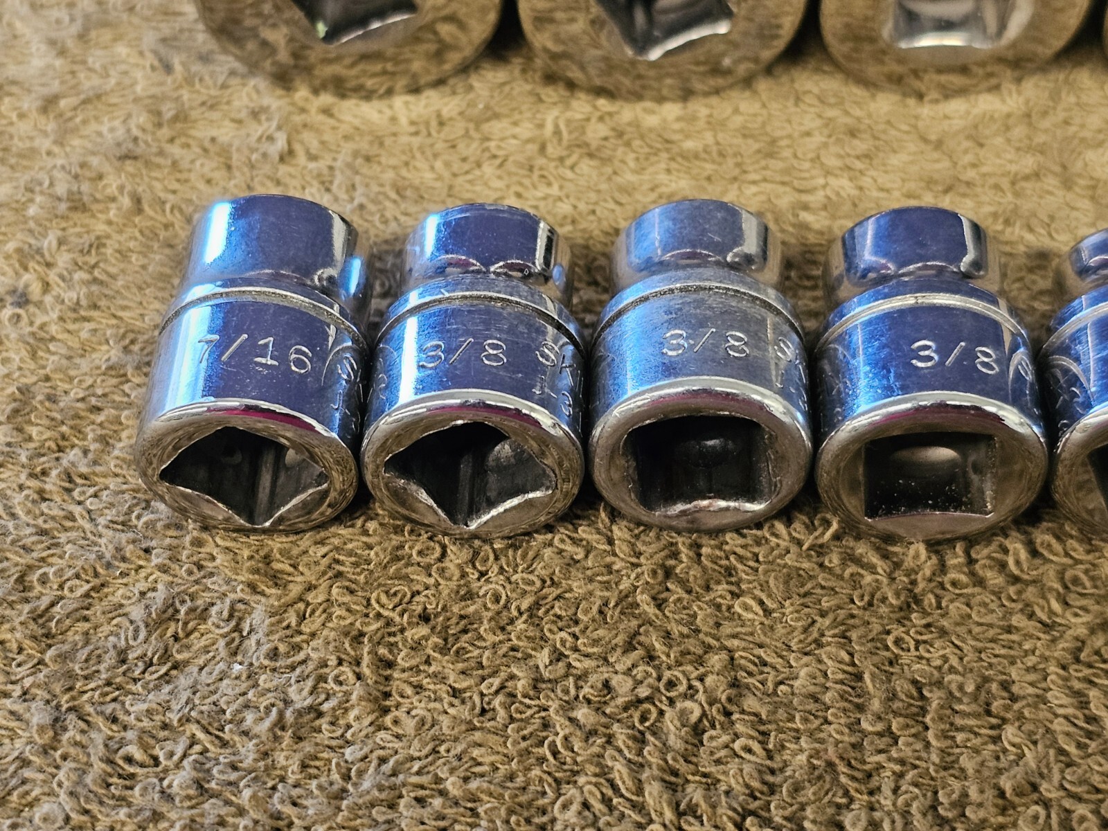 10 Skilcraft J31228 Socket Set 3/8 Drive Sae 7/8 13/16 3/4 11/16 7/16 1/4″ USA