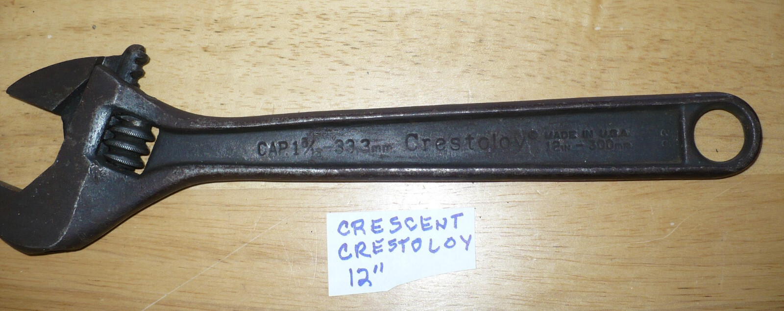 Vintage 12″ Crescent Crestoloy Adjustable Wrench 300mm Cap 1-5/16 33.3mm