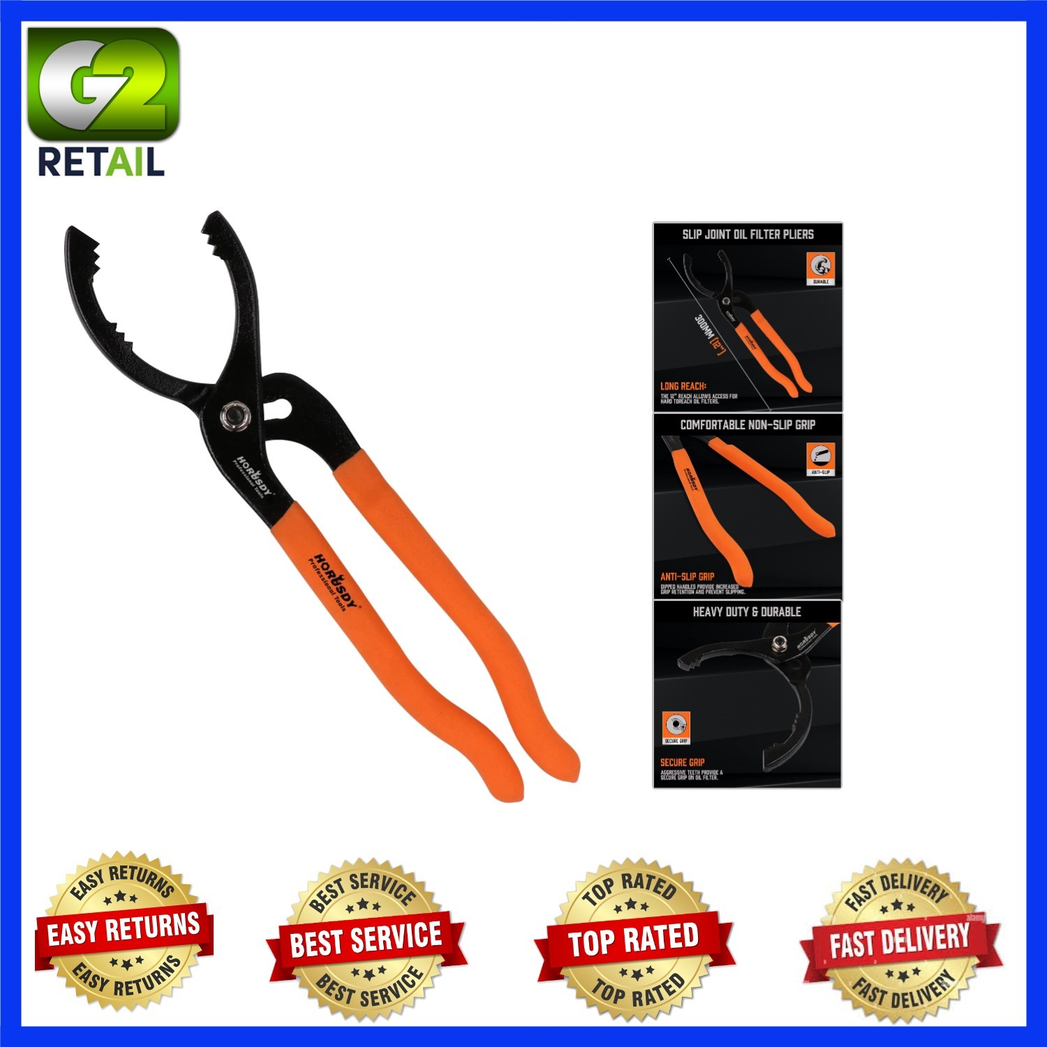 Heavy-Duty 12″ Oil Filter Pliers – Perfect for 64-118mm Filters, Non-Slip Grip