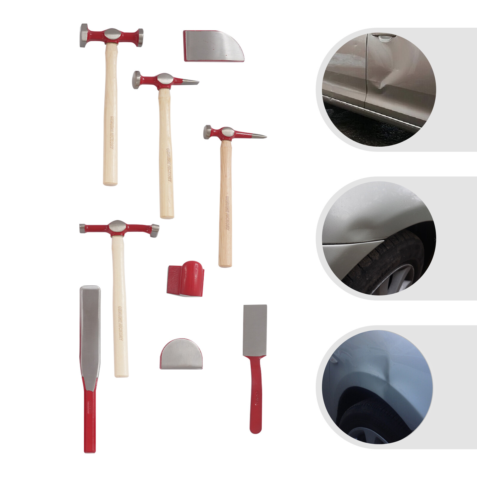 9pcs Set Hand Car Auto Body Work Hammer Dent Dolly Repair Kit w/ Tool Box