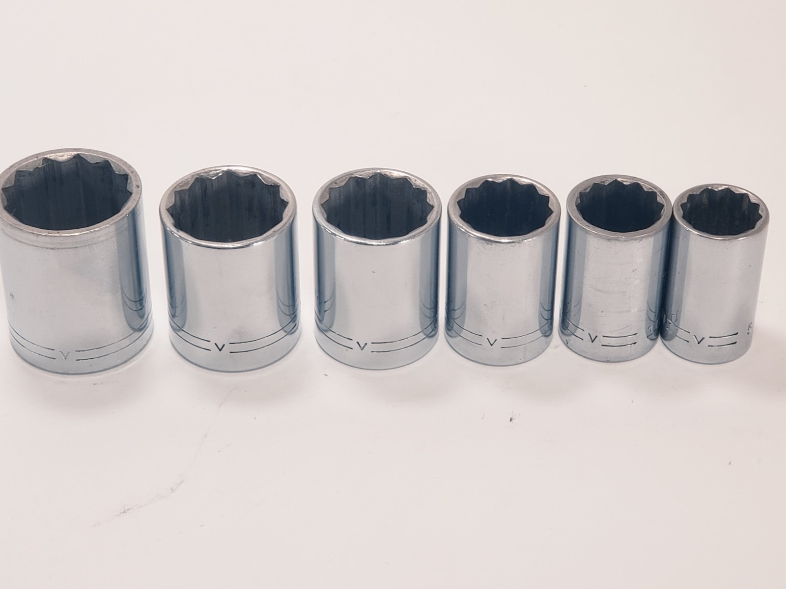 6 Craftsman Socket 1/2” Drive =V= Series 12pt 5/8″,11/16″,3/4″, 7/8″, 15/16″, 1″