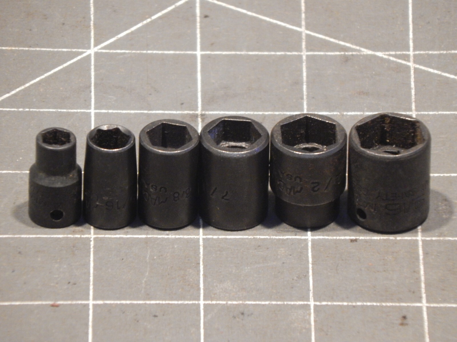 Mac Snap On 6Pc 1/4″ Drive SAE Impact Shallow Socket Set 1/4″ 9/16″ 6Pt Dr