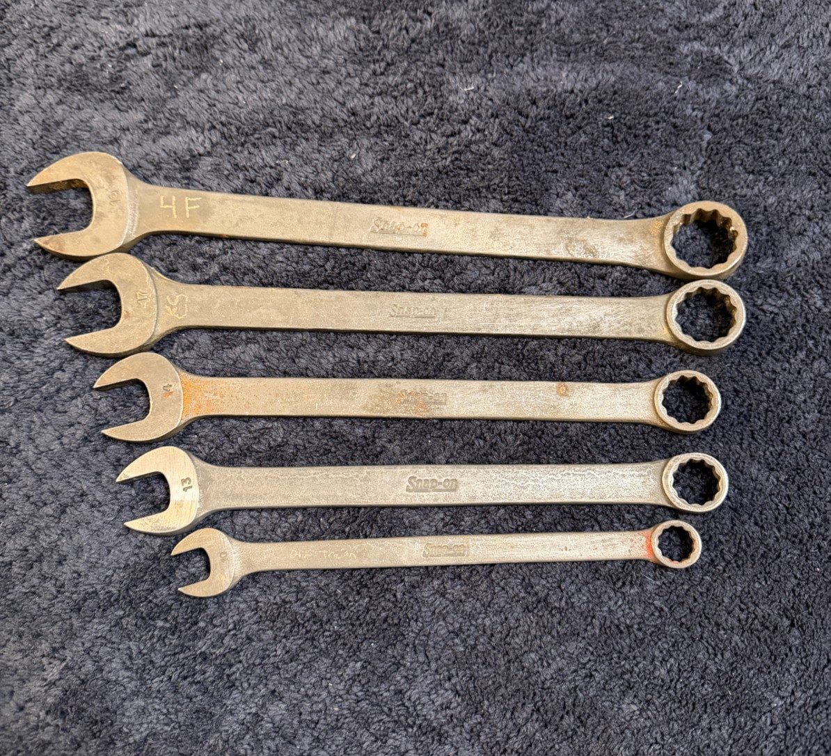 Snap-on 5 Piece Combination Wrench Set, GOEX See description for sizes. USED