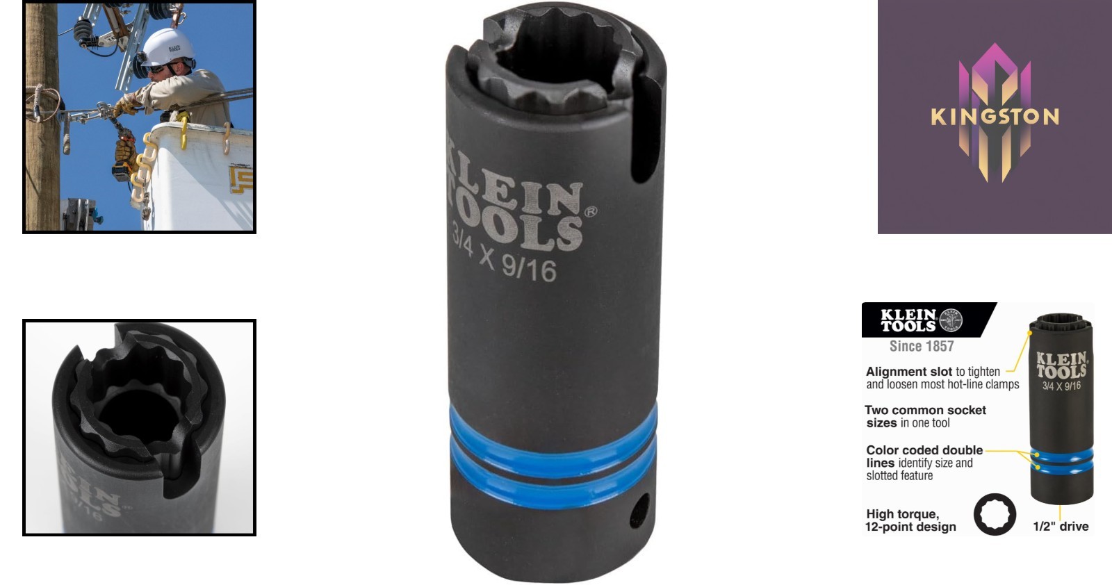 High-Torque 3-in-1 Slotted Impact Socket – 12-Point & Quick Adjustment Feature