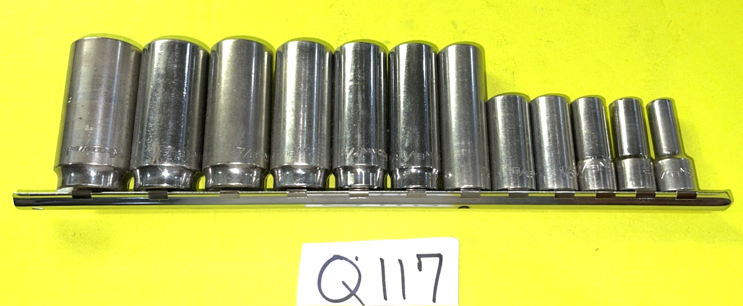 MATCO TOOLS 12 PIECE 3/8 DRIVE SAE. DEEP 6 POINT SOCKET SET 5/16 THROUGH 1 INCH