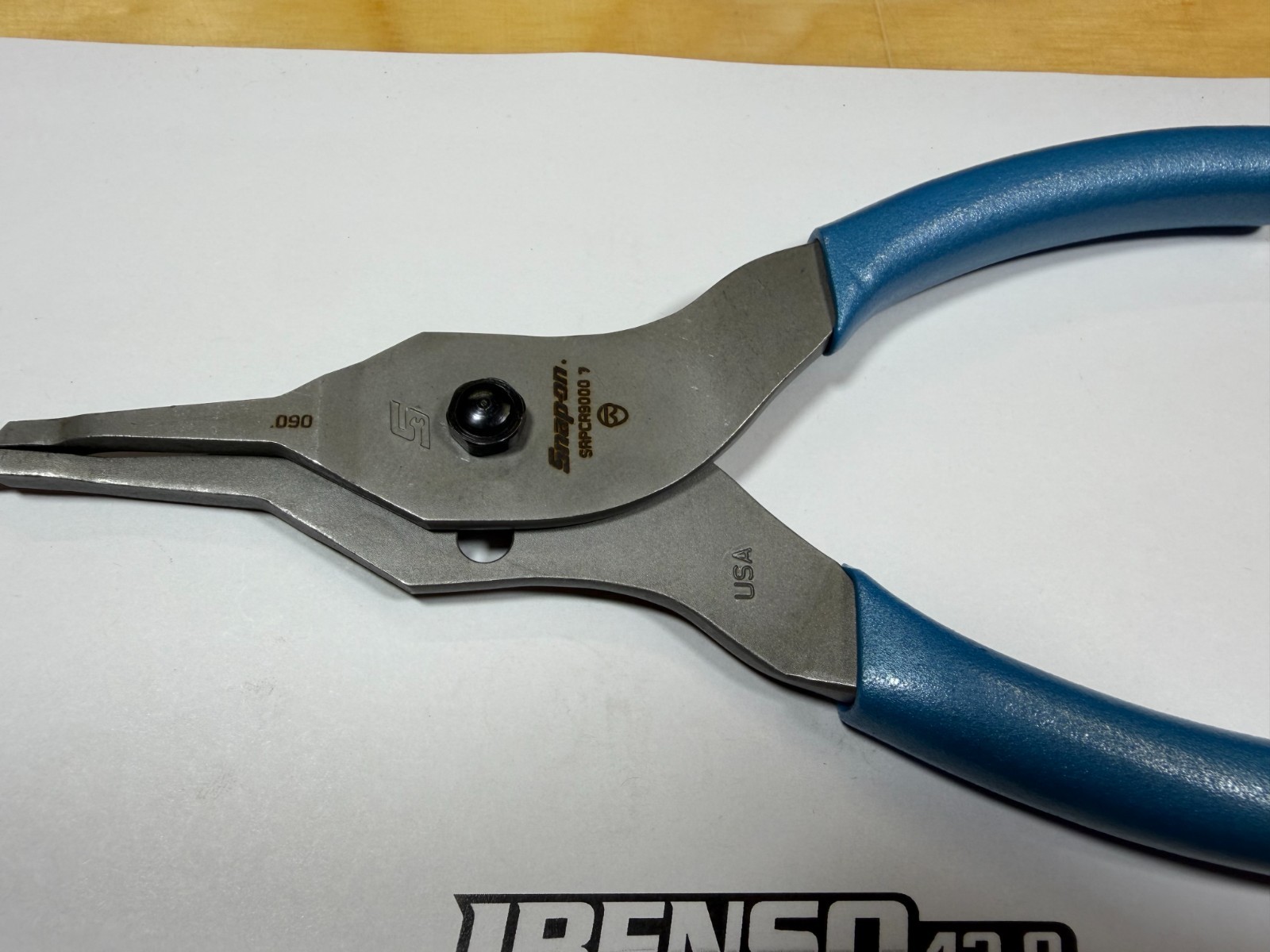 Snap-on Tools USA NEW PEARL BLUE Straight Tip .090 Snap Ring Pliers SRPCR9000PB