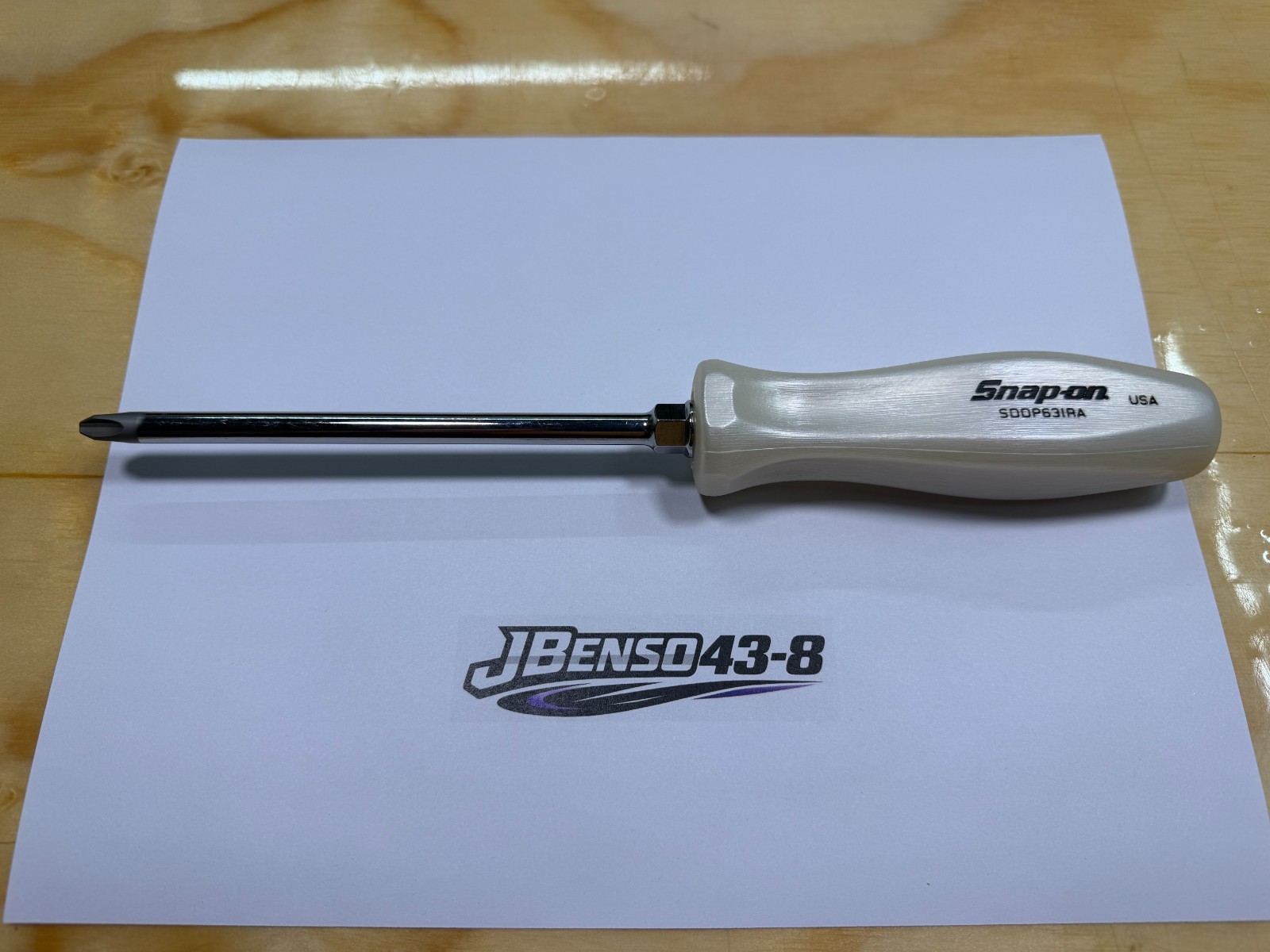 Snap-on Tools NEW PEARL WHITE #3 Phillips Hard Handle Screwdriver SDDP63IRAPW