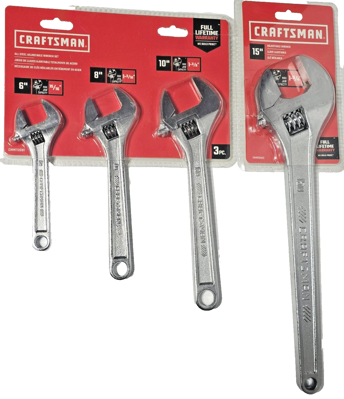 Genuine Craftsman 6″ 8″ 10″ 15″ Adjustable Wrench USA – NEW