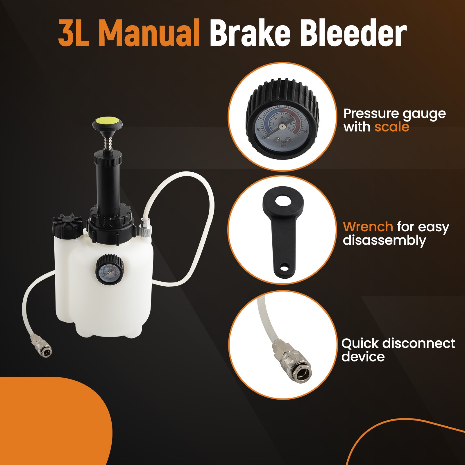 3L Vacuum pump Brake Bleeder +1L Waste 0il Receiver Clutch Bleeder Fluid Tool