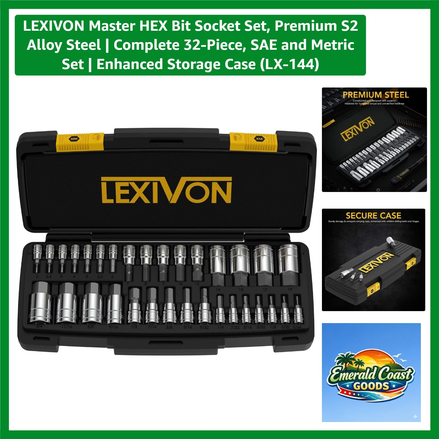 Durable 32-Piece Allen Socket Set in S2 Steel – Corrosion Resistant
