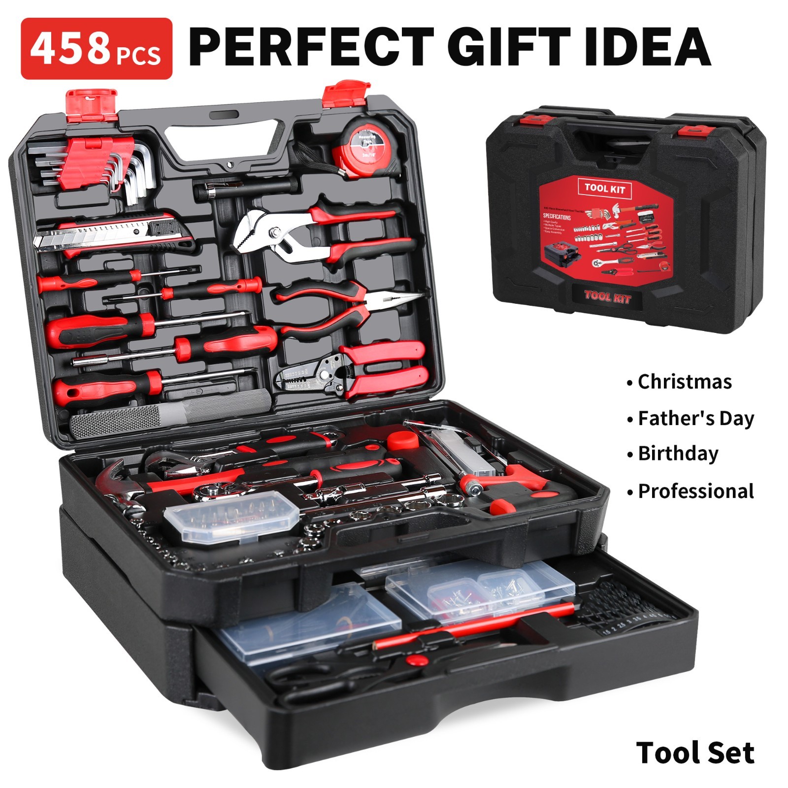 458 Piece Home Repair Tool Kit, General Home/Auto Repair Tool Set