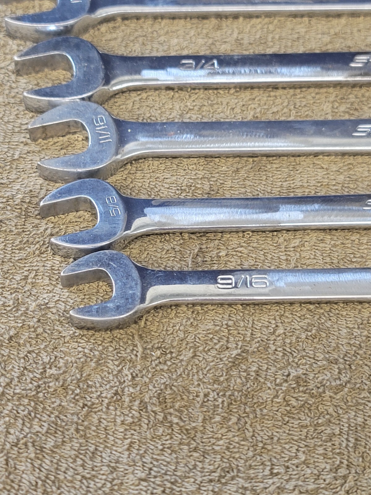 Snap on OEX Combination Wrench Set Sae 1″ 7/8 13/16 3/4 11/16 5/8 9/16 1/2 3/8